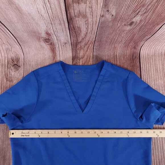 *FLAW* Figs Womens Size Large Casma Three Pocket Scrub Top Blue FW1100 PO 1657 - Picture 9 of 11